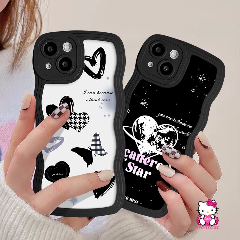 Casing Soft Tepi Bergelombang Untuk Redmi Note10 11s 10s 11 9s 8 9 Pro Max Redmi 12C 9A 9T 10 9C NFC A1 10C 10A 9 A1+POCO M3 X3 NFC Pro Mi 11T Pro Love Heart Fashion Fantasy Case Kupu-Kupu