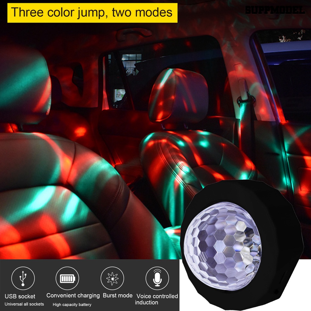 [SM Auto] 1set Lampu Ambient Mobil Antarmuka USB Kontrol Suara ic 5V 1A DJ RGB Mini Warna-Warni Musik Suara LED Suasana Cahaya Aksesoris Interior