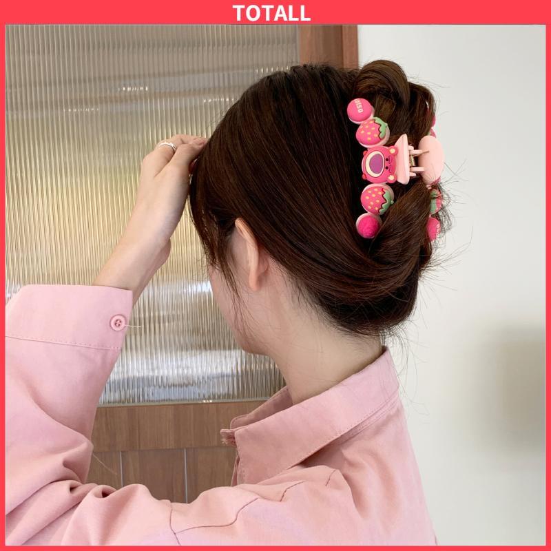COD Jepit Rambut Beruang Stroberi Klip Cakar Rambut Besar yang Indah Klip Cakar Rambut Manis Poni Lucu  Aksesoris Rambut-Totall