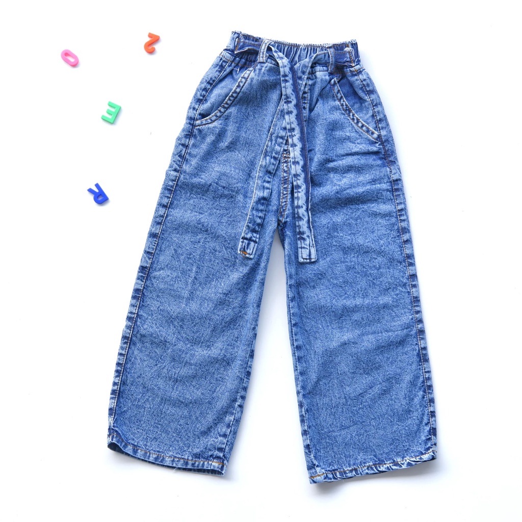 Celana Kulot Jeans Sandwash Cewek Perempuan 6-9 Tahun
