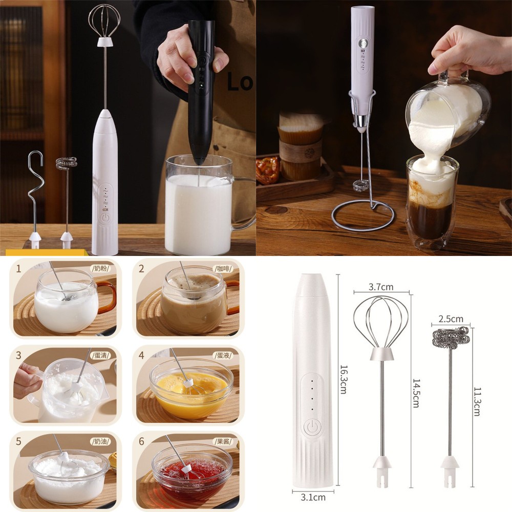 Pengocok Telur Dan Milk Frother Elektrik Portable Untuk Dapur304Stainless Steel