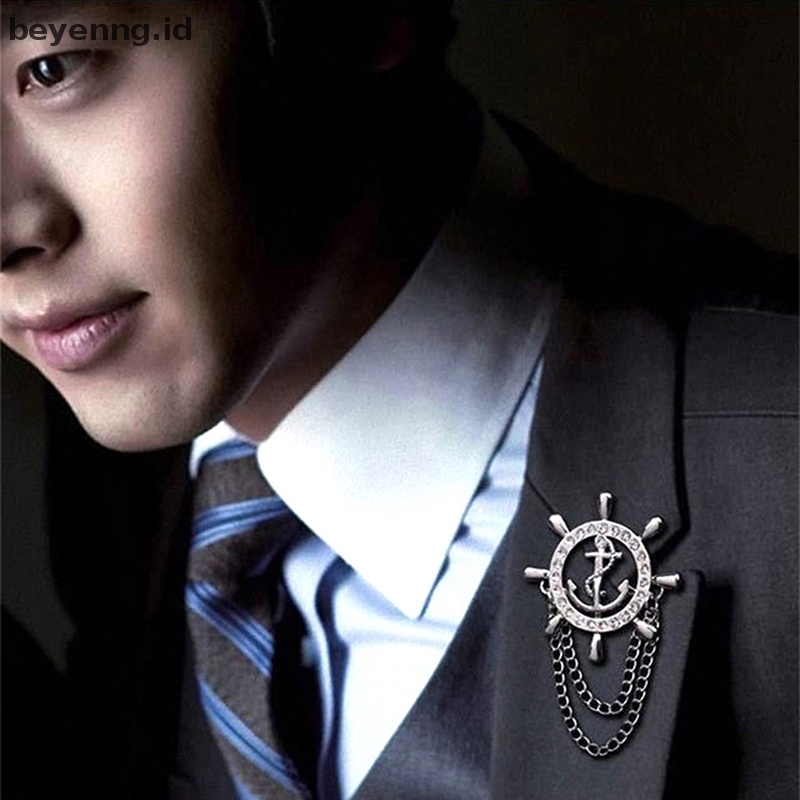 Beyen Rumbai Kemudi Bros Navy Korsase Perahu Jangkar Pin Jas Boutonniere Lencana Bros ID
