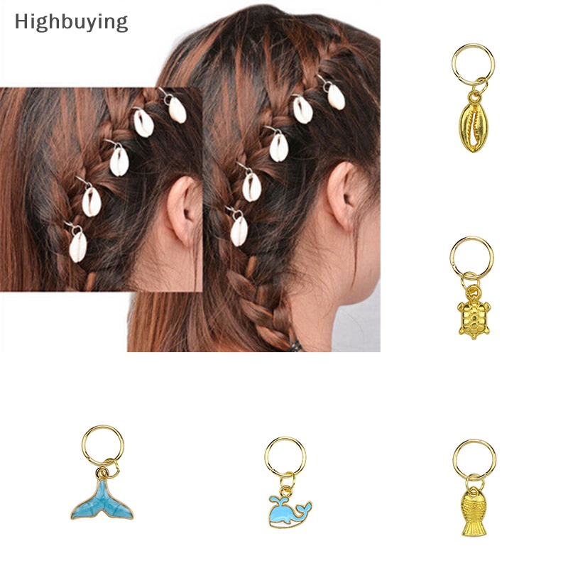 Hbid 50Pcs/Set Hewan Laut Liontin Rambut Gimbal Kepang Pin Rings Klip Perhiasan Glory