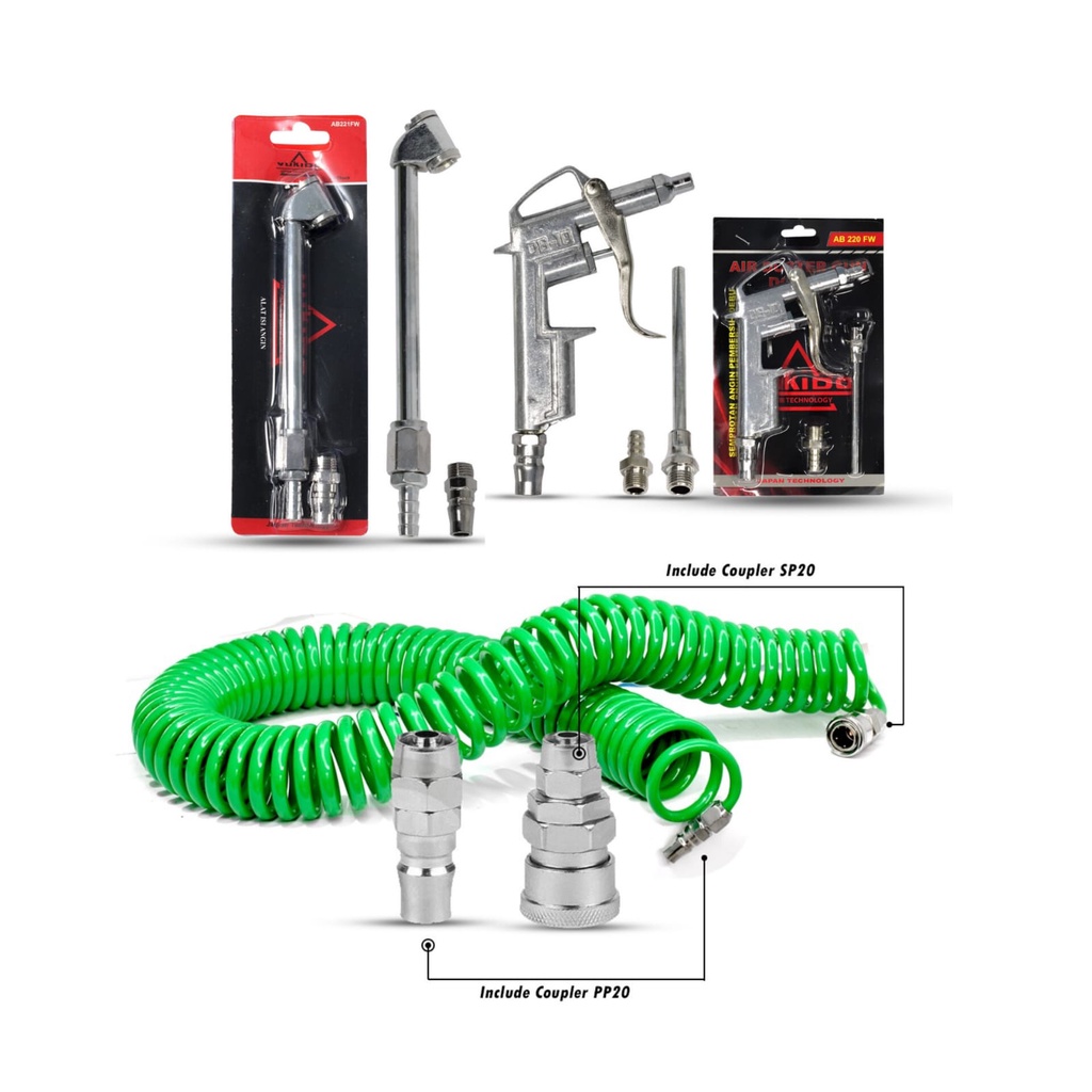 

TERMURAH Paket Alat Service 3in1 Selang Angin Kompresor Recoil Spiral 4.5 Meter - Alat Semprot Angin Air Duster Gun DG-10 - Alat Isi Angin Air Chuck 6 Inch free coupler yukido