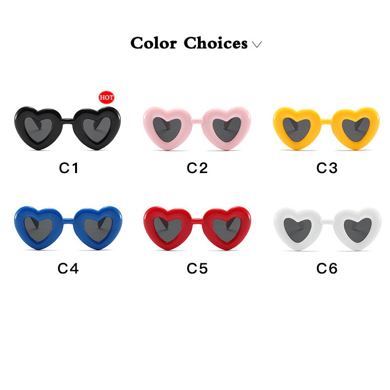 (YUZHU) Y2k Bubble Love Kacamata Hitam Untuk Wanita Warna Permen Lucu Peach Heart Party Sunglasses