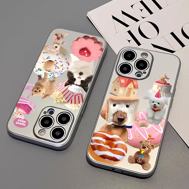 IPHONE Soft Phone Case Kompatibel Untuk Iphone11 14 13 12 Pro XS Max Casing Kucing Lucu XR X8+76S Plus Mini Electroplate TPU Silikon Shockproof Cover