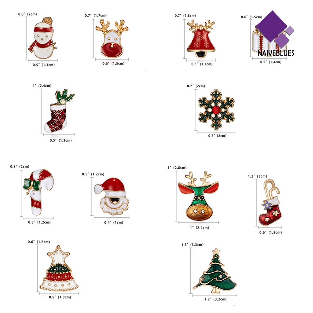&lt; Naiveblues &gt; 3Pcs/Set Bros Natal Meriah Enamel Warna-Warni Mengkilap Hias Hadiah Baru Santa Bell Elk