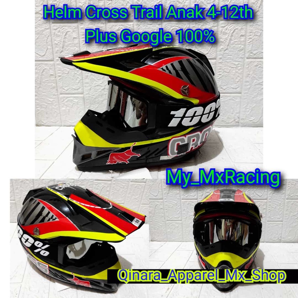 BISA COD helm anak cross anak kids trail helm plus google terlaris helm berkendara untuk anak helm o