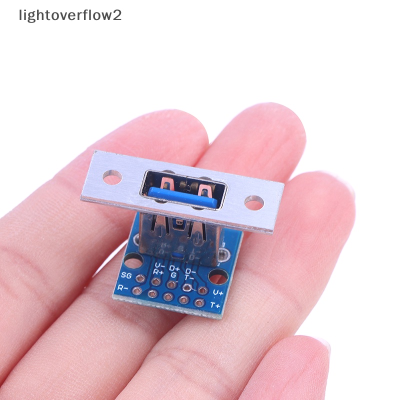 [lightoverflow2] 1pc USB3.0 Male Female Horizontal Dengan Sekrup Memperbaiki Lubang USB Dengan Pin Test Board Connector [ID]