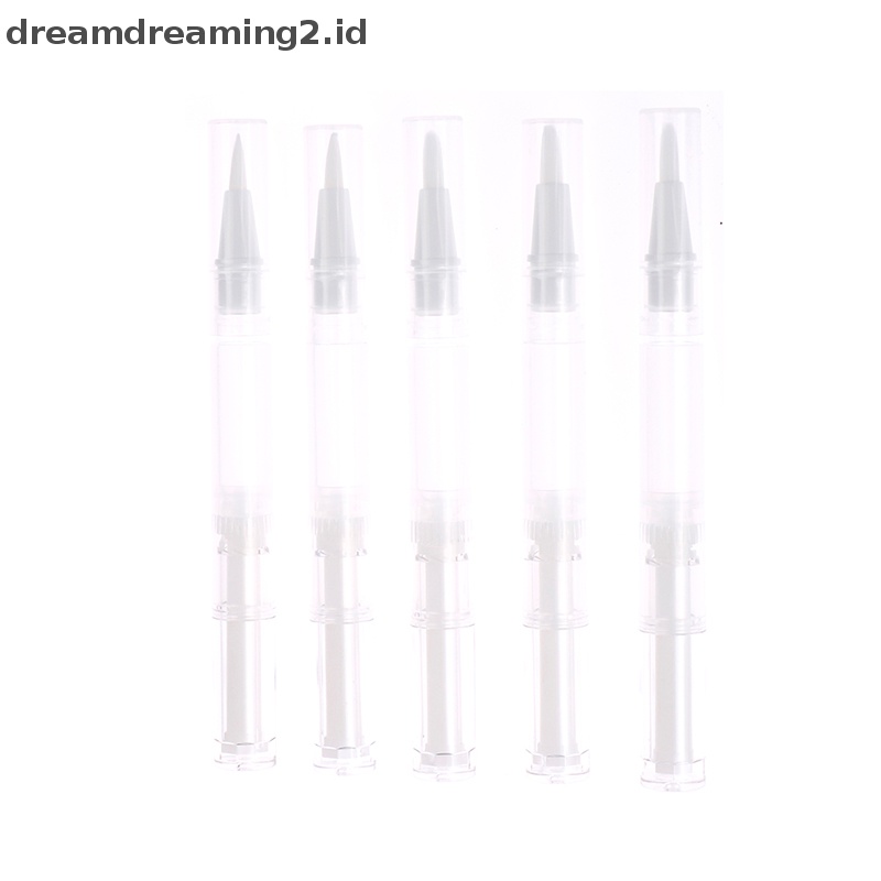 (drea) 5pcs 3ml Travel Pen Twist Kosong Dengan Kuas Wadah Kosmetik Minyak Kuku Lip Balm//