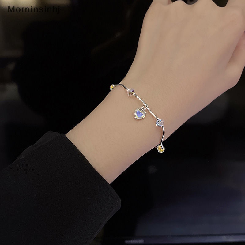 Mornin Gelang Cinta Hati Kristal Warna-Warni Perempuan Super Peri Moonstone Gelombang Temperamen Manis Hiasan Tangan Untuk Hadiah Pacar id