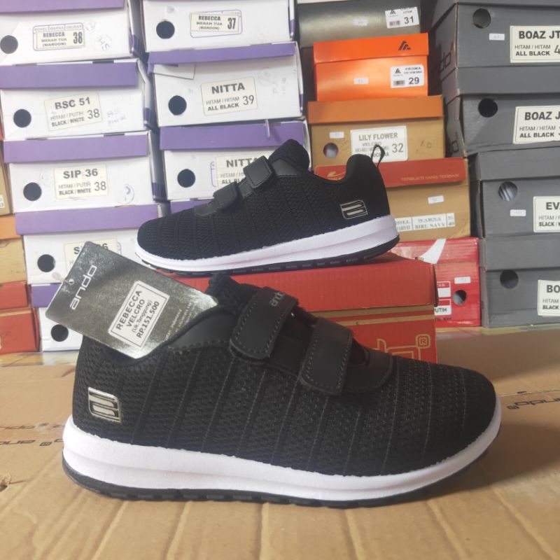 sepatu sekolah anak perempuan laki-laki Ando Velcro size 33-36