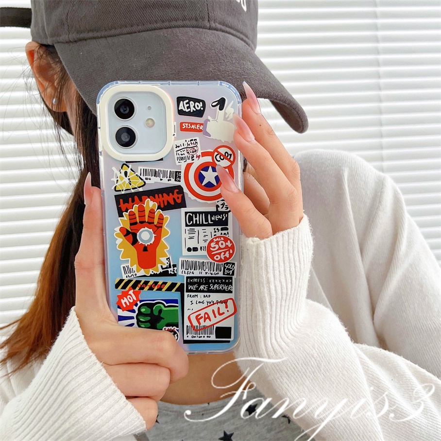 Compatible For IPhone 14 13 12 11 Pro Max X XR Xs Max 8 7 Plus SE 2020 Kompatibel Untuk Stiker Notes IMD Laser Gradiasi Ponsel Case TPU Lembut Shockproof Cover Pelindung