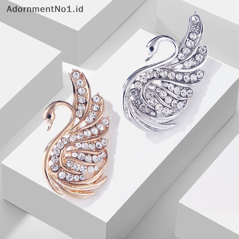 [AdornmentNo1] Fashion Berlian Imitasi Swan Bros Pin Wanita Pakaian Perjamuan Aksesoris Perhiasan Hadiah [ID]