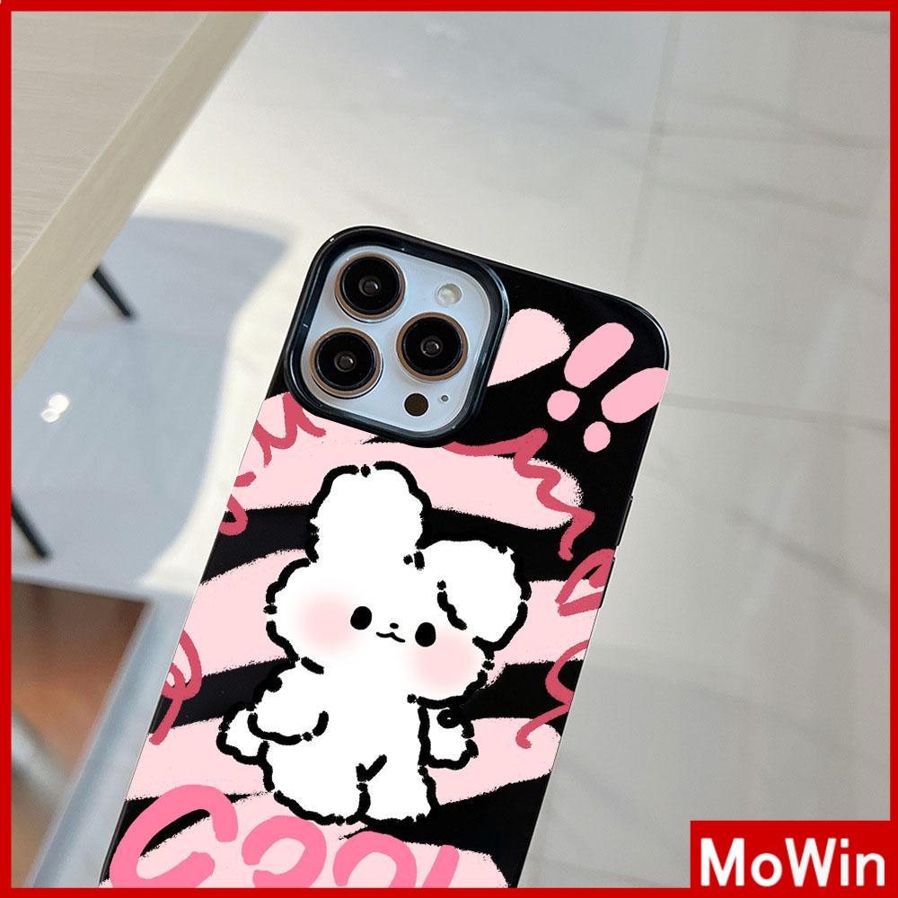 For iPhone 14 Pro Max iPhone Case Black Glossy TPU Soft Case Shockproof Protection Camera Cute Doodle Bunny Compatible with iPhone 13 Pro max 12 Pro Max 11 xr xs max 7Plus 8Plus