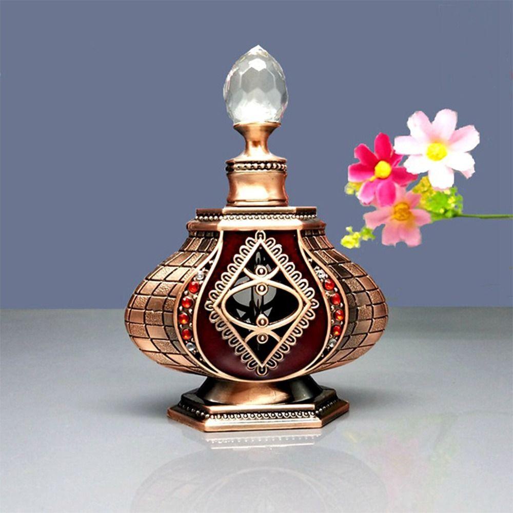 POPULAR Populer Botol Parfum Kosong Portable Metal Gaya Arab Essential Oil Bottle Decoration