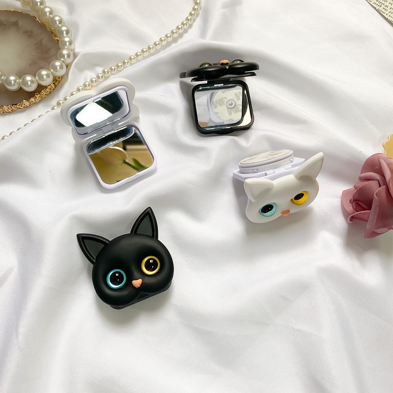 Lucu Kucing Ponsel Holder Portable Phone Airbag Holder Desktop Lazy Person Holder Flip Top Portable 3D Kucing Kosmetik Cermin Aksesoris Telepon