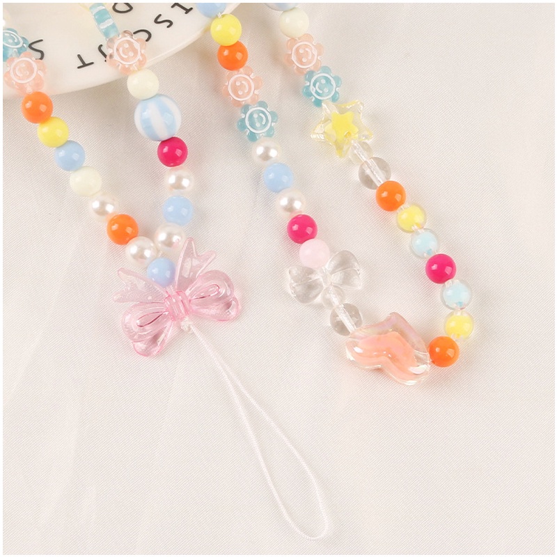 Rantai Manik-Manik Bulat Warna-Warni Transparan Busur Bluetooth Earphone Phone Case Tali Anti Hilang Untuk iPhone Untuk Android Untuk OPPO Untuk VIVO Untuk Huawei Untuk Xiaomi Untuk Redmi Untuk Samsung