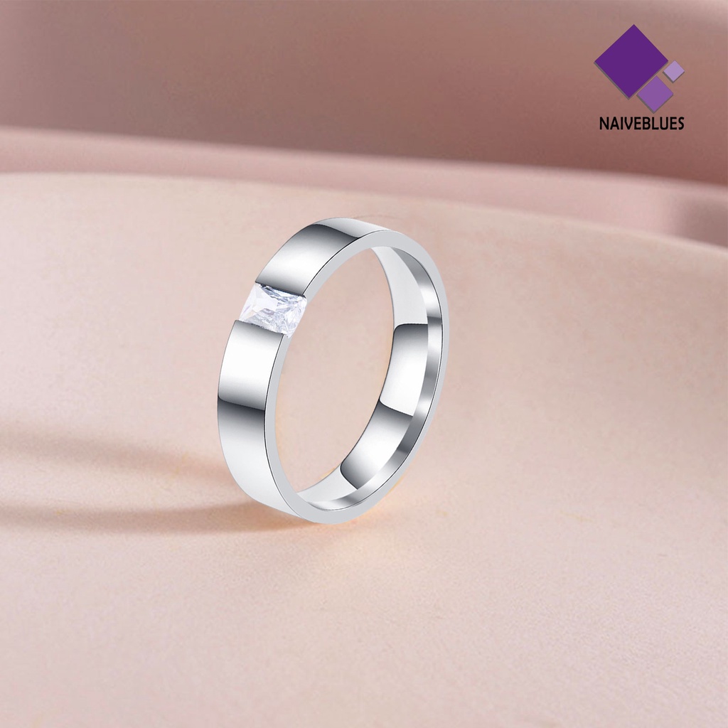 &lt; Naiveblues &gt; Cincin Unisex Bright Luster Adjustable Open Design Glossy Semua Dekorasi Hadiah Zirconia Wanita Pernikahan