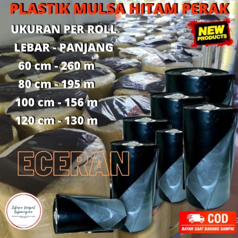 btn PLASTIK MULSA HITAM PERAK ECERAN PER METER /MULSA plastik bahan layangan