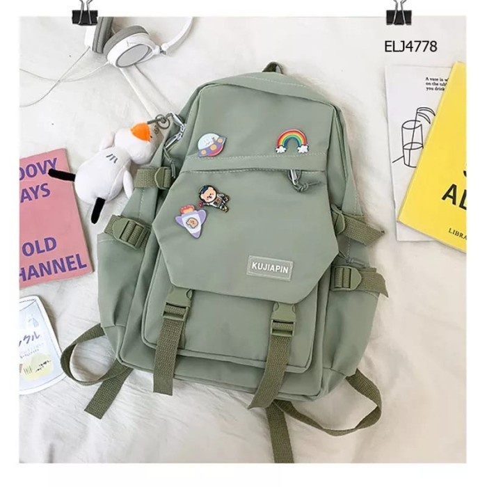 Tas Sekolah Bisa Untuk Jadi tas Casual Tas Ransel Impor Tas Wanita Korean Fashion kekinian + Gantungan BX23