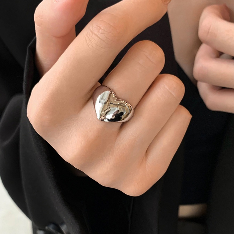 [Unggulan] Logam Halus Cincin Jari Telunjuk Terbuka Aksesoris Wanita Berbentuk Hati Cincin Kepribadian Peach Jantung Cincin Jari Telunjuk Yang Dapat Disesuaikan Cincin Fashion Pesta Perhiasan Hadiah