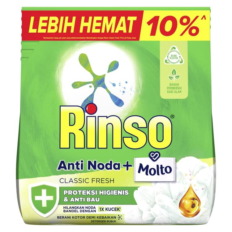 Rinso Molto Detergent Bubuk Deterjen Anti Noda Classic Fresh 1.2 kg x2