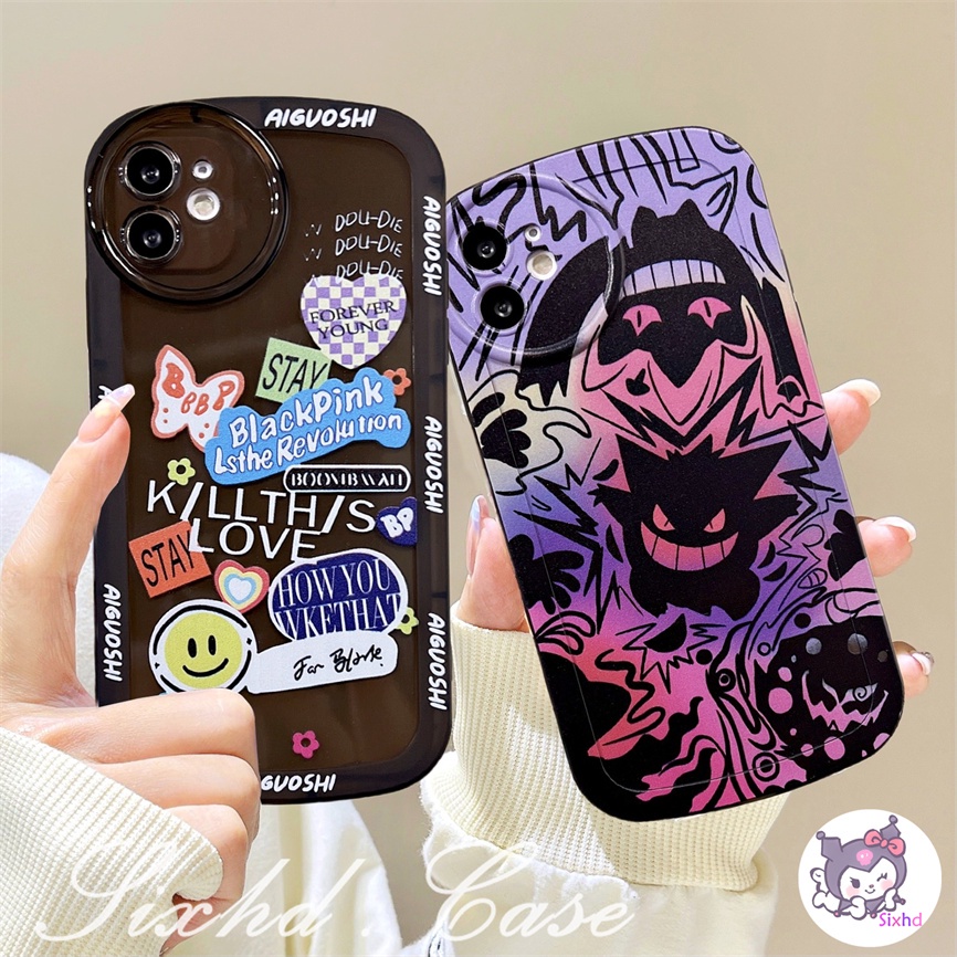 IPHONE Kompatibel Untuk Iphone8 7Plus X Xs Xr Untuk Iphone11 14 13 12 Pro Max SE 2020 Xs Max Fashion Fun Demon Silikon Oval Kamera Ponsel Case Soft Cover XJJJJ