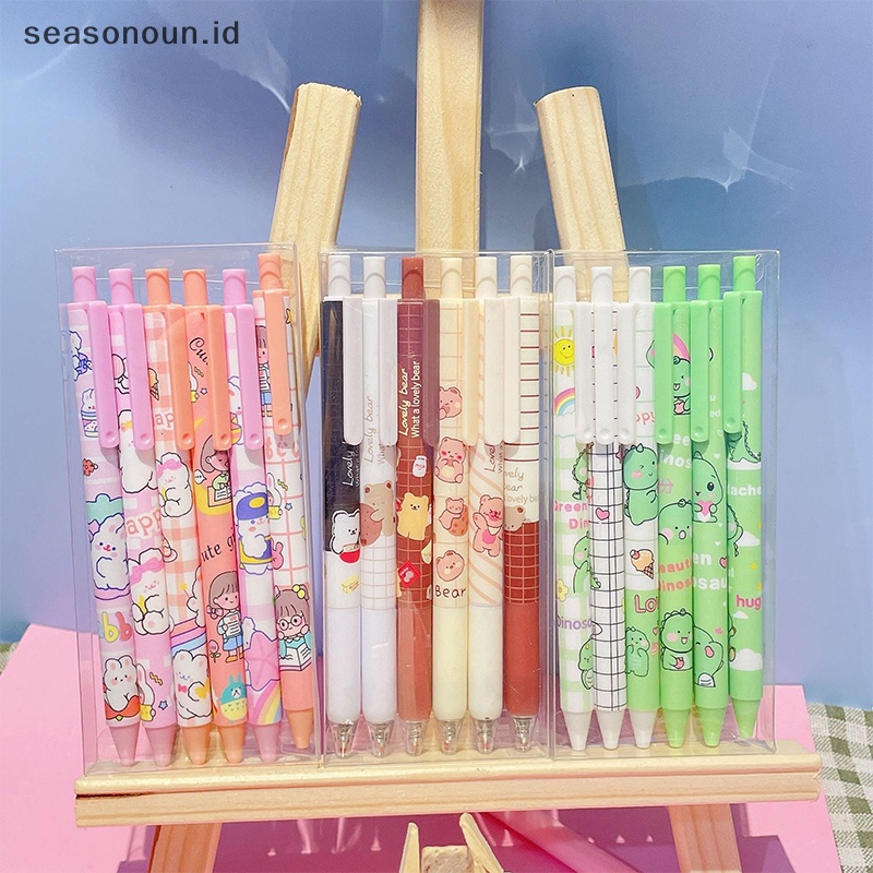 Seasonoun 6pcs Pulpen Lucu Alat Tulis Perlengkapan Sekolah kawaii gel pen.