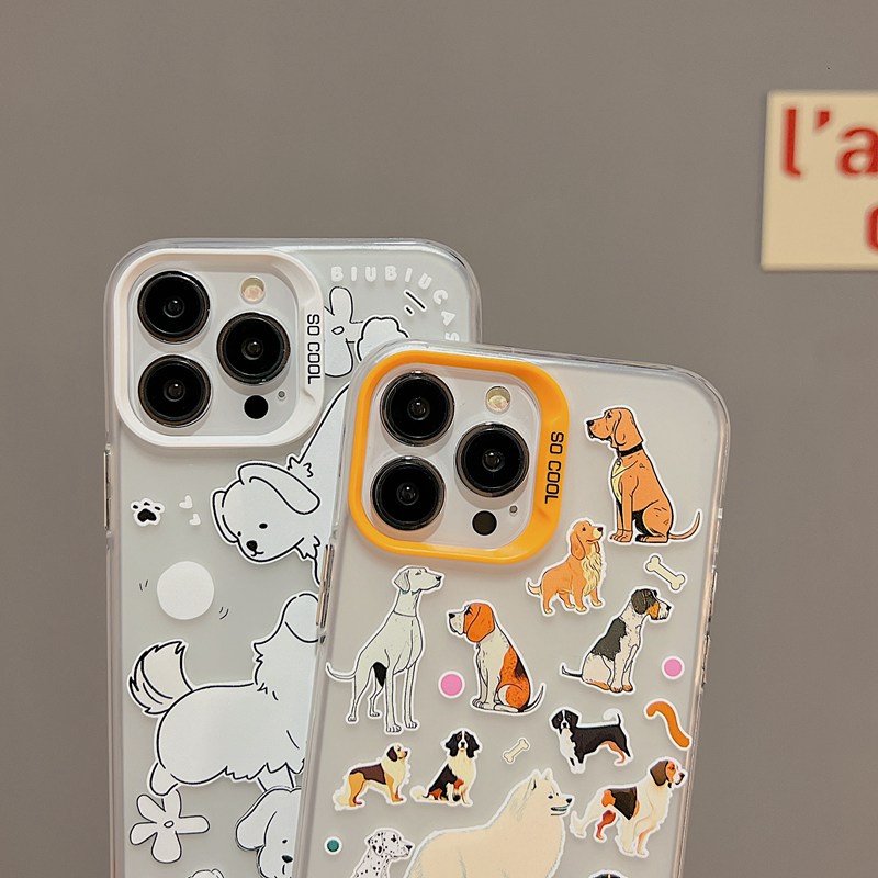 Lovely Full White Dogs Skin Feel Soft Case HP iP iPhone 12 13 14 Pro Max 11 So Cool FTD Casing Apple