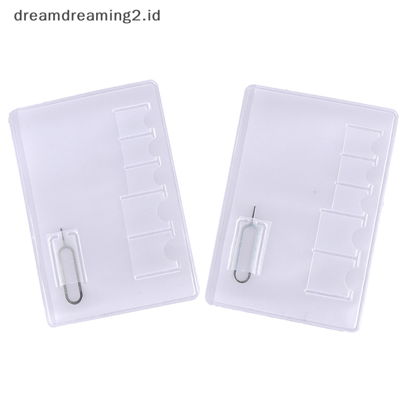 (drea) 5pcs Kartu Memori Transparan Universal 6sim Card Holder Case Portable Pelindung//