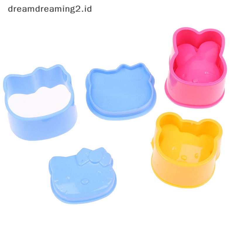 (drea) 3pcs Cetakan Dapur Untuk Sushi Onigiri Kartun Bunny Kitty Bear Rice Ball Mold//