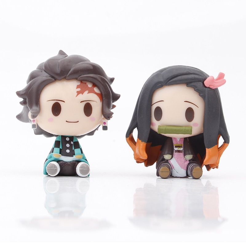 4pcs Demon Slayer Anime Figure Kimetsu No Yaiba Kamado Tanjirou Nezuko Zenitsu Kawaii Action Figure Boneka PVC Model Mainan