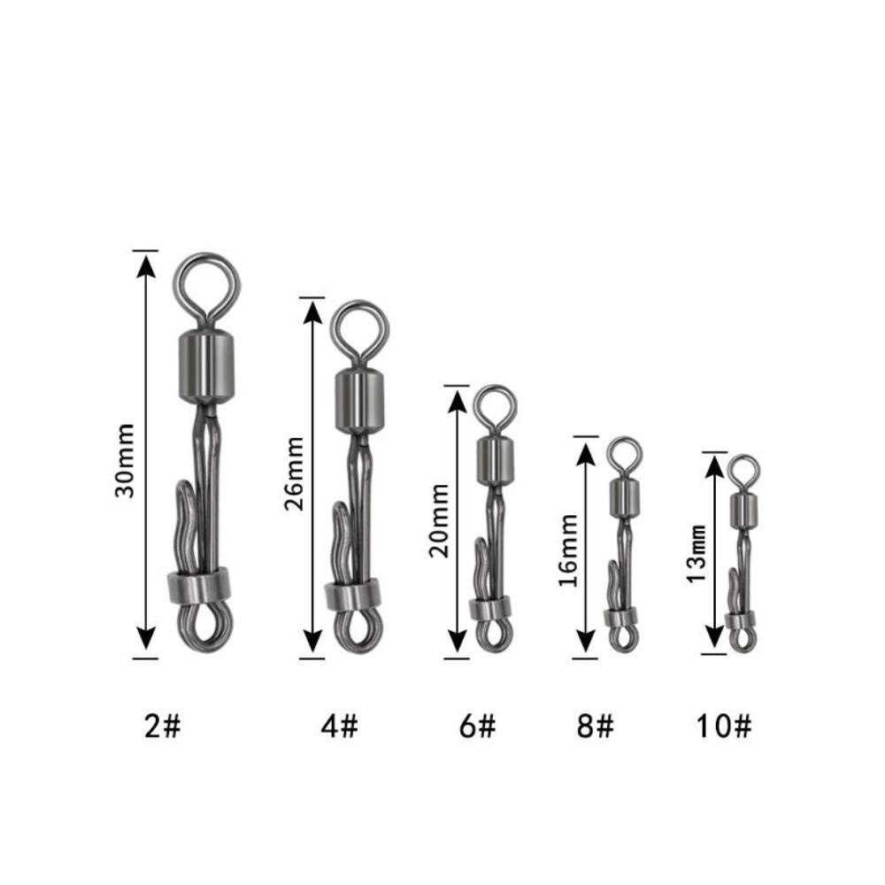 Lanfy Memancing Rolling Swivel Rotasi Fleksibel 10pcs Umpan Gantung Garis Samping Dengan Kunci Aksesoris Ikan Snap Change Connector