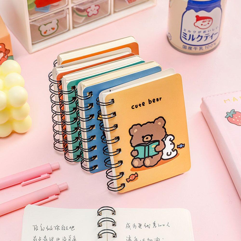 Kertas Buku Koil A7 Kartun Nanas Hardcover Spiral Memo Notepad Belajar Kantor Pocket Notepad Lucu