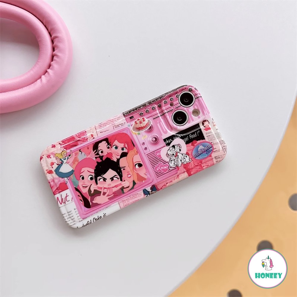 IPHONE Kartun Amerika Graffiti Lucu Pink Princess Phone Case Kompatibel Untuk Iphone14 13 12 11 Pro Max Gadis Manis Keren Ponsel Penutup Belakang