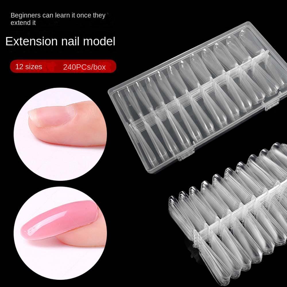 AUGUSTINA Agustina Extension Kuku Palsu Wanita 240Pcs Nail Mold Tips Full Cover Kuku Palsu Manicure Tools Tekan Pada Kuku Dekorasi Kuku