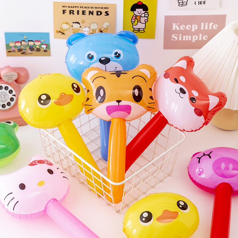 [Harga Grosir] Animal Head Handheld Stick Mainan Tiup Anak Palu Lonceng Tiup/Balon Tiup/Tongkat Tangan Anak/Mainan Aktivitas Tk