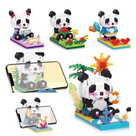 Baru Mini Panda Building Block Partikel Mainan DIY Building Block Panda Dekorasi Dudukan Ponsel