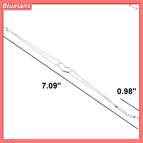 [BLS] Fashion Wanita Cinta Hati Liontin Perak Berlapis Dua Lapis Rantai Gelang