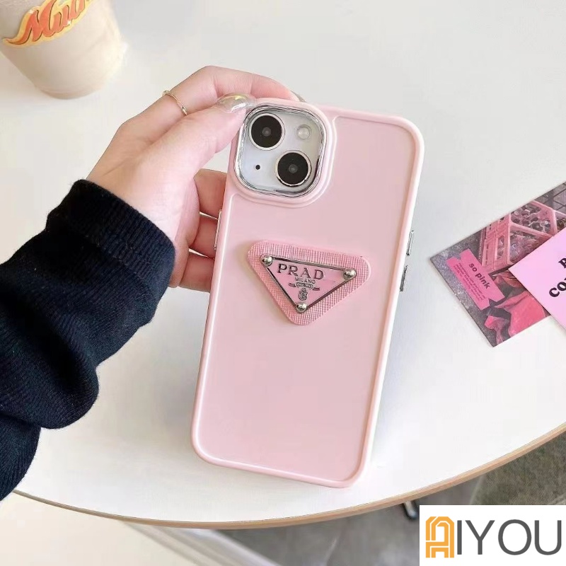 IPHONE Populer ins Gadis 3D Segitiga Label Hitam Putih pink Lembut tpu Ponsel Kasus Untuk Iphone14 14 pro 14 plus 14 pro max 11 promax 12 promax 13promax