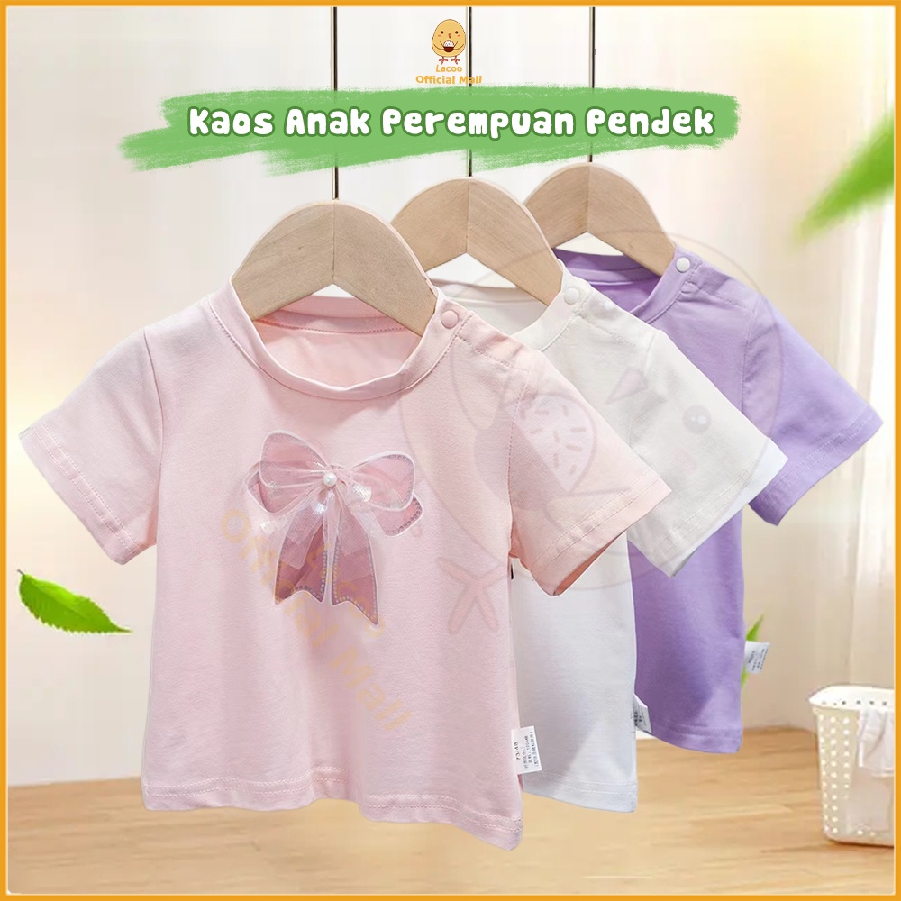 Lacoo Baju anak perempuan motif kupu-kupu Kaos anak cewek pendek Pakaian baju bayi
