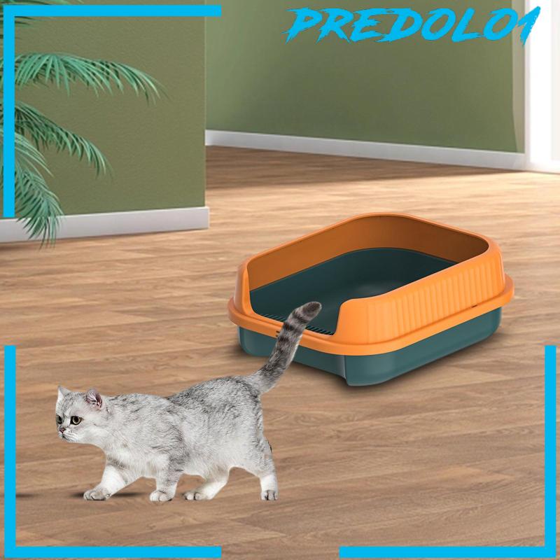 [Predolo1] Pet Litter Tray Cat Toilet Ketinggian Semi Tertutup Cat Litter Box Indoor Kucing