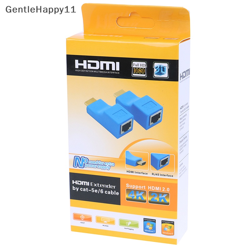 Gentlehappy 2Pcs 1080p hdmi extender Untuk rj45 over cat 5e/6jaring lan ethernet amplifier id