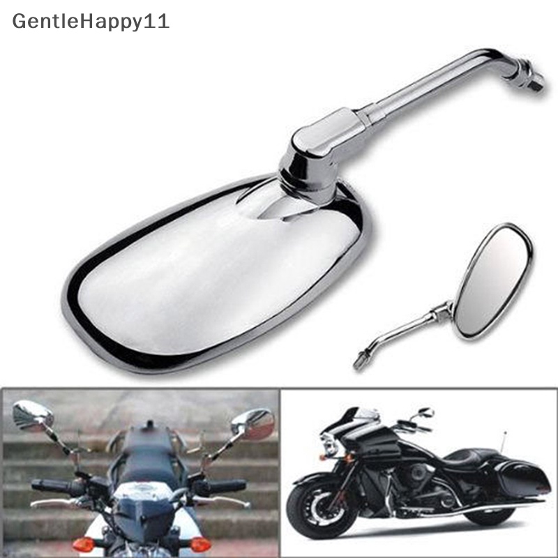 Gentlehappy 2PCS Cermin Kaca Spion Spion Motor Oval Chrome Untuk Ducati KTM Kawasaki id