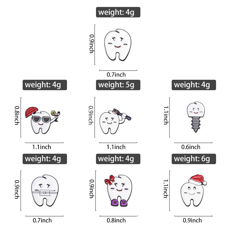 Lucu Kartun Imut Gigi Desain Logam Enamel Bros Kepribadian Fashion Gigi Lencana Pin Aksesoris Pakaian Perhiasan