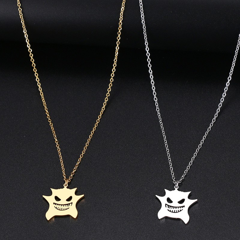 Zh Perhiasan Gothic Stainless Steel Setan Liontin Kalung Pria Dan Wanita Kerah Rantai Hip Hop Rock Halloween Pesta Perhiasan Aksesoris