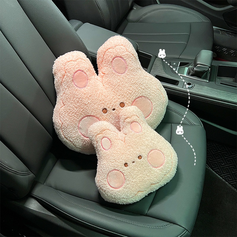 Car cute rabbit headrest, headrest Kartun Kreatif Mobil