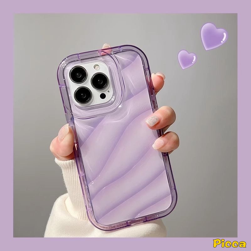 IPHONE Casing Bening Simple Mewah Kompatibel Untuk Iphone11 7Plus XR 11 14 13 12 Pro MAX 6 6S 7 8 Plus X XS MAX SE 2020 INS Warna Permen Stereo 3D Baru Kreatif Bergelombang Penutup Tahan Guncangan