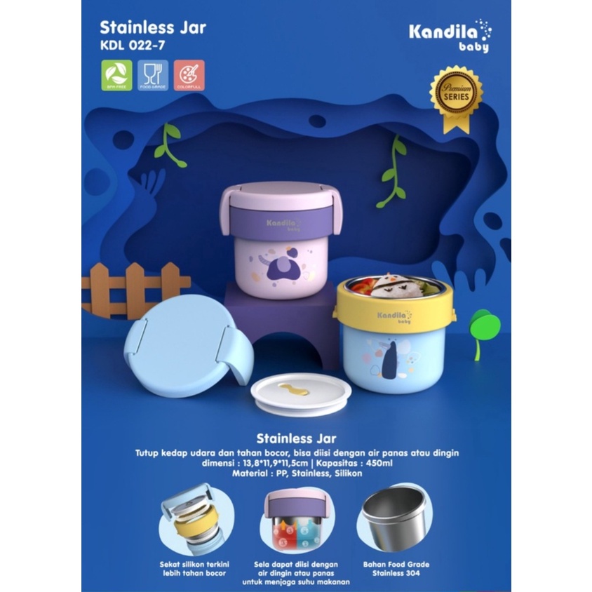 Kandila Stainless Jar with Fork &amp; Spoon 650ml KDL 022-8